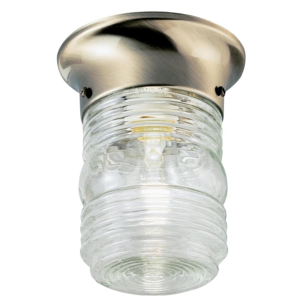 Westinghouse One-Light Outdoor Flush-Mount Ceiling Fixture Antq Brs Steel Clr Gls 6681800 - main